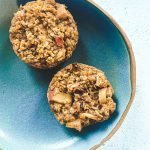 Vegan baked oatmeal cups with apples and pecans