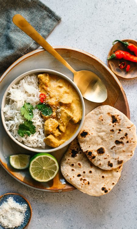 Chicken coconut curry and chapatis