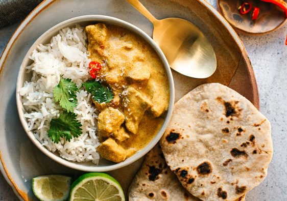 Chicken coconut curry and chapatis